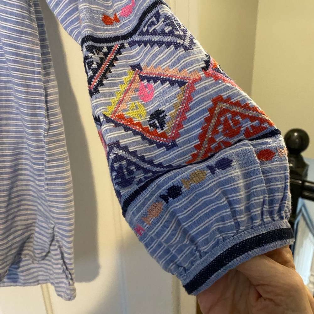 Joules Blue and White Striped Top